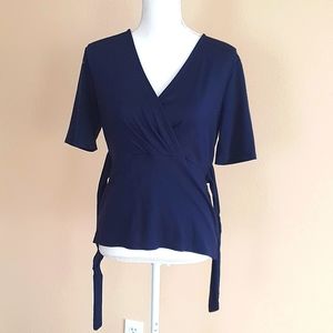 Ann Taylor Factory navy stretchy blouse